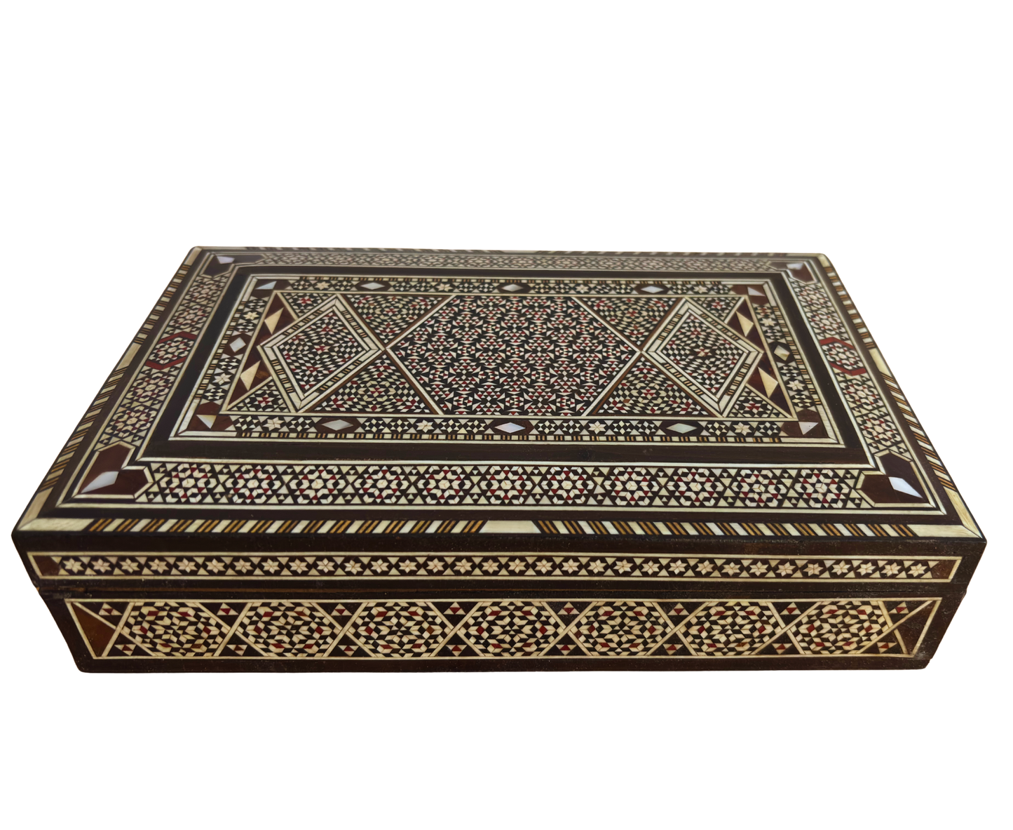 Vintage 1970 Handmade Damascene Mosaic Jewelry Box