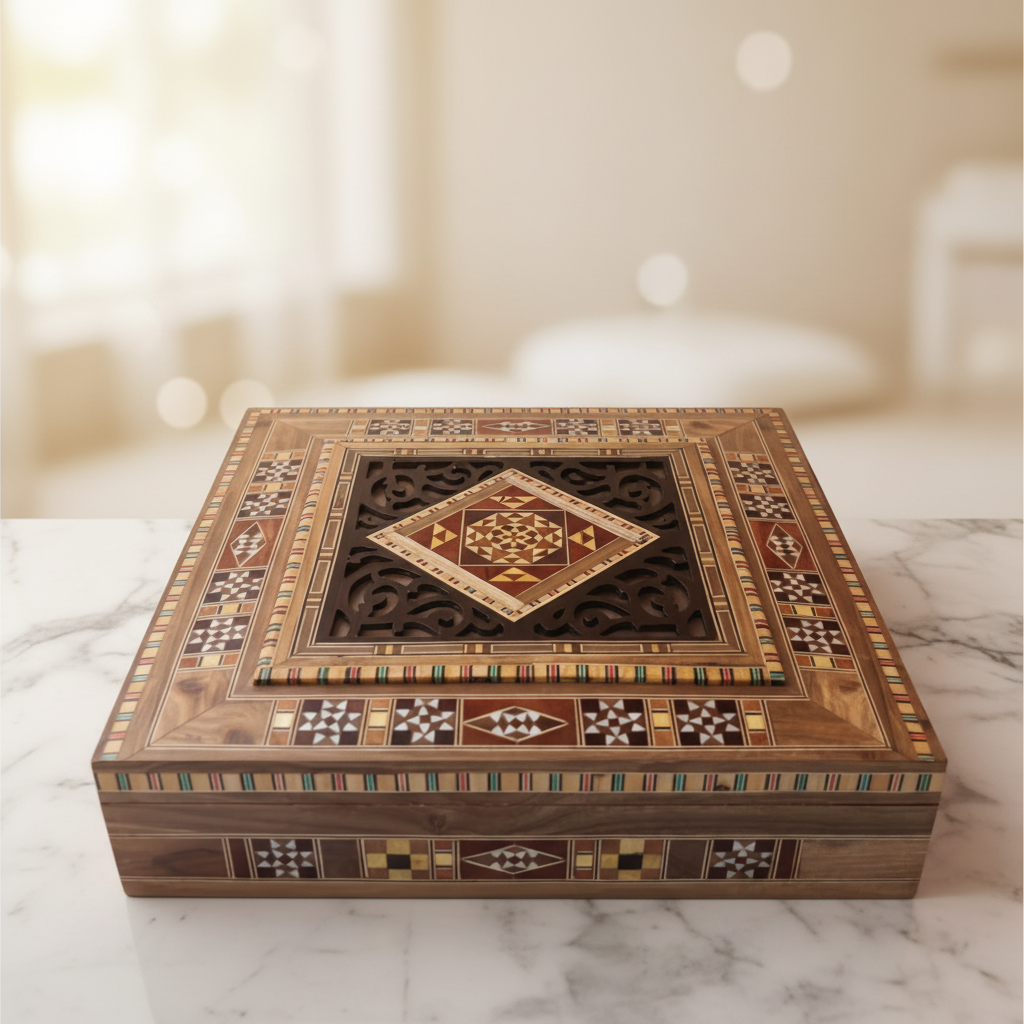 Damascene Mosaic Jewelry & Keepsake Chest – Velvet-Lined Elegance