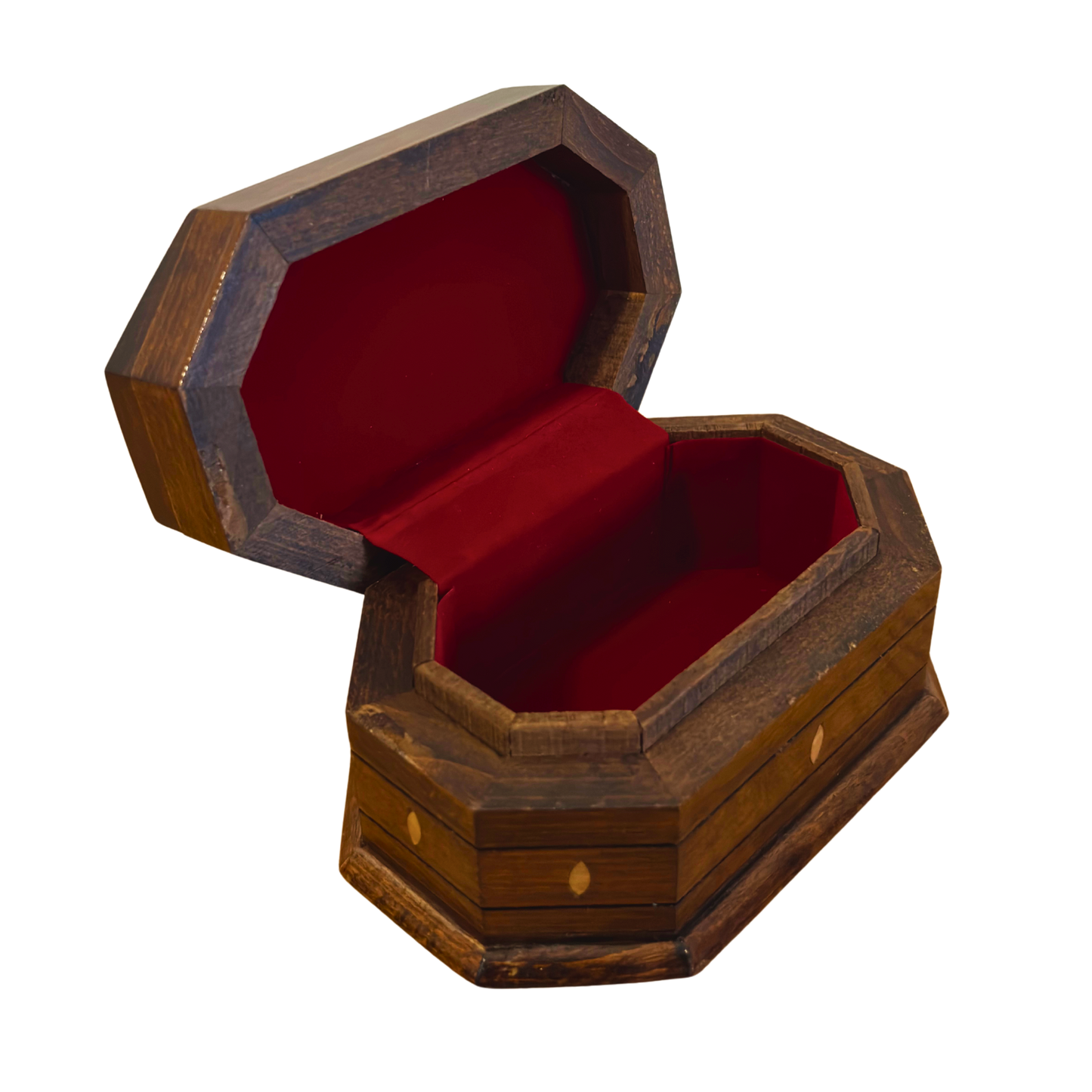 Ręcznie Rzeźbione Pudełko z Buku – Masa Perłowa i Wykończenie Orzechowe