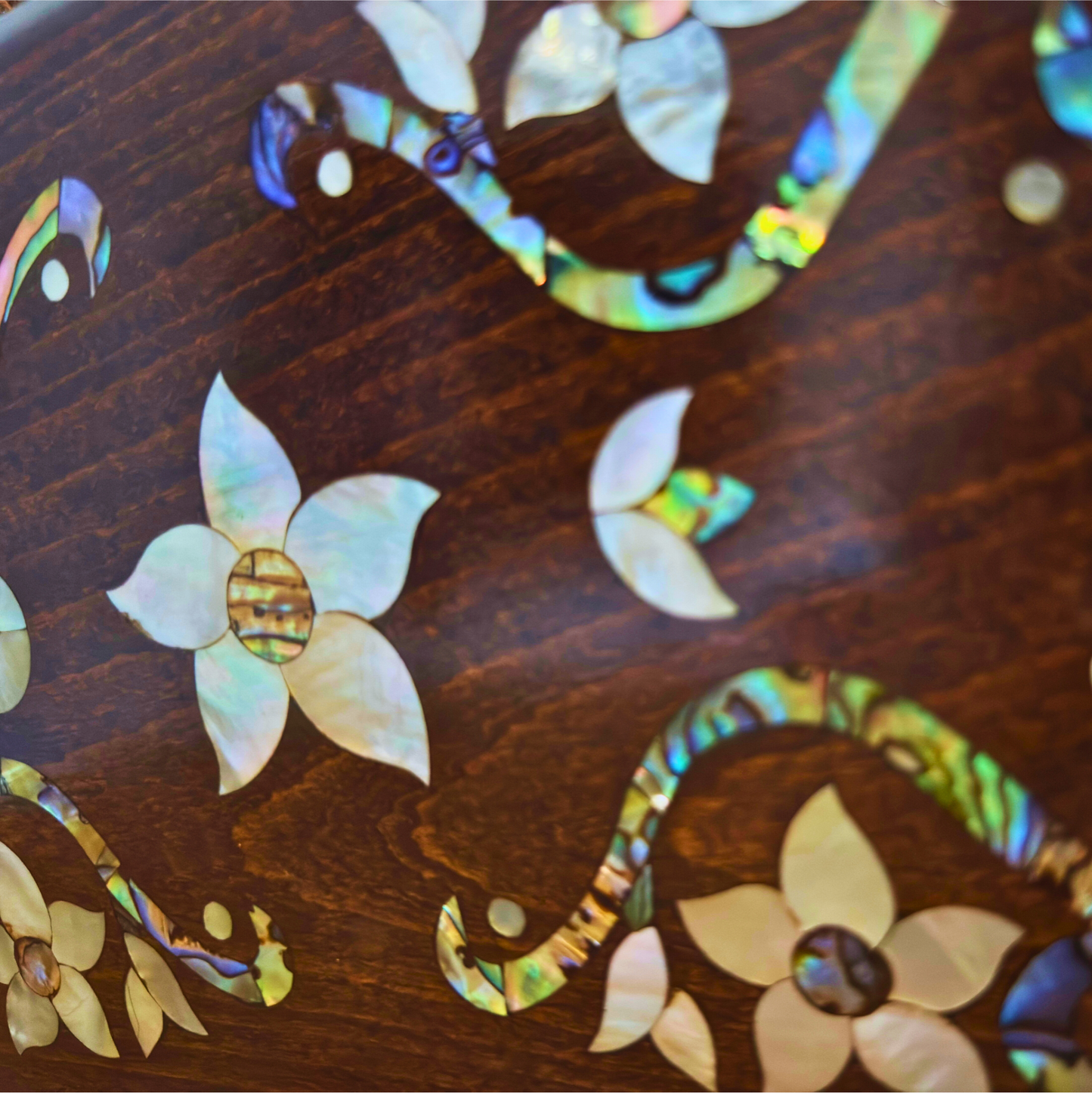 Sham – Luxury Damascene Clutch with Floral Mother of Pearl & Brocade Interior