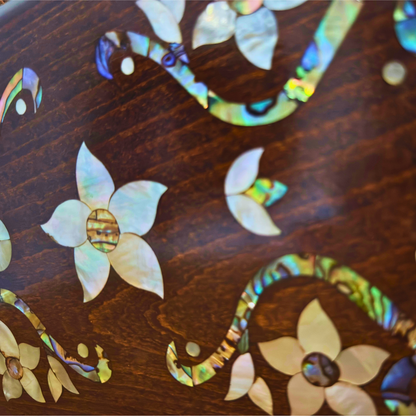 Sham – Luxury Damascene Clutch with Floral Mother of Pearl & Brocade Interior