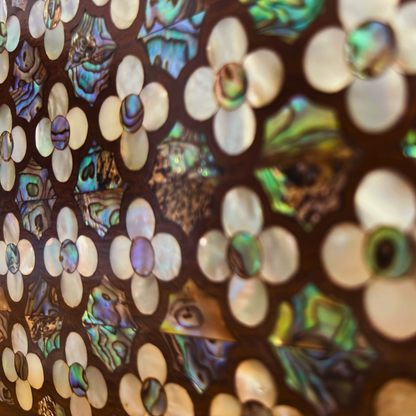 Jouri – Lüks Şam El Çantası, Gül Motifli Sedef İşleme & İnci Tesbih Zinciri