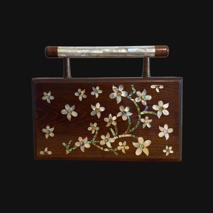 Yasmine – Luxury Damascene Clutch with Mother of Pearl Inlay & Brocade Interior