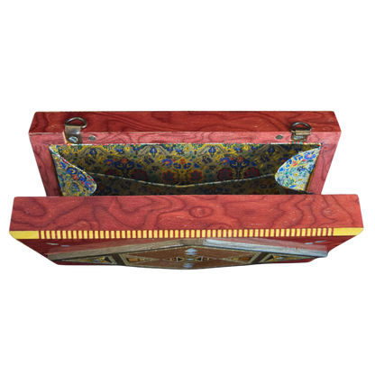 Luxe Damascene Mozaïek Clutch met Parelmoer &amp; Brokaatvoering