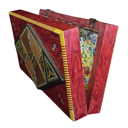 Luxe Damascene Mozaïek Clutch met Parelmoer &amp; Brokaatvoering