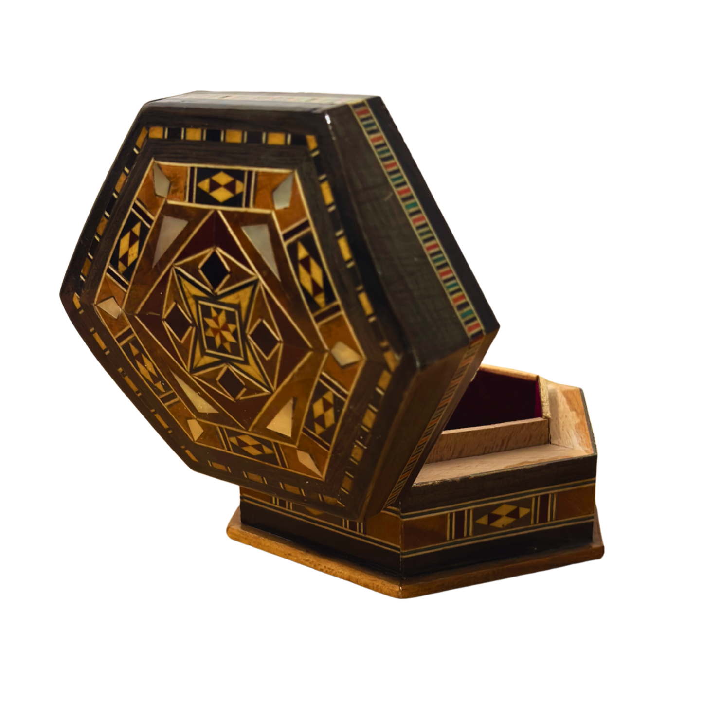 Şam El Yapımı Mozaik Kutu – Geleneksel Sanat & Kadife İç Yüzey