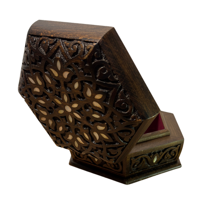 Handgefertigte Luxus-Schatulle aus Damaskus – Perlmutt & Samt