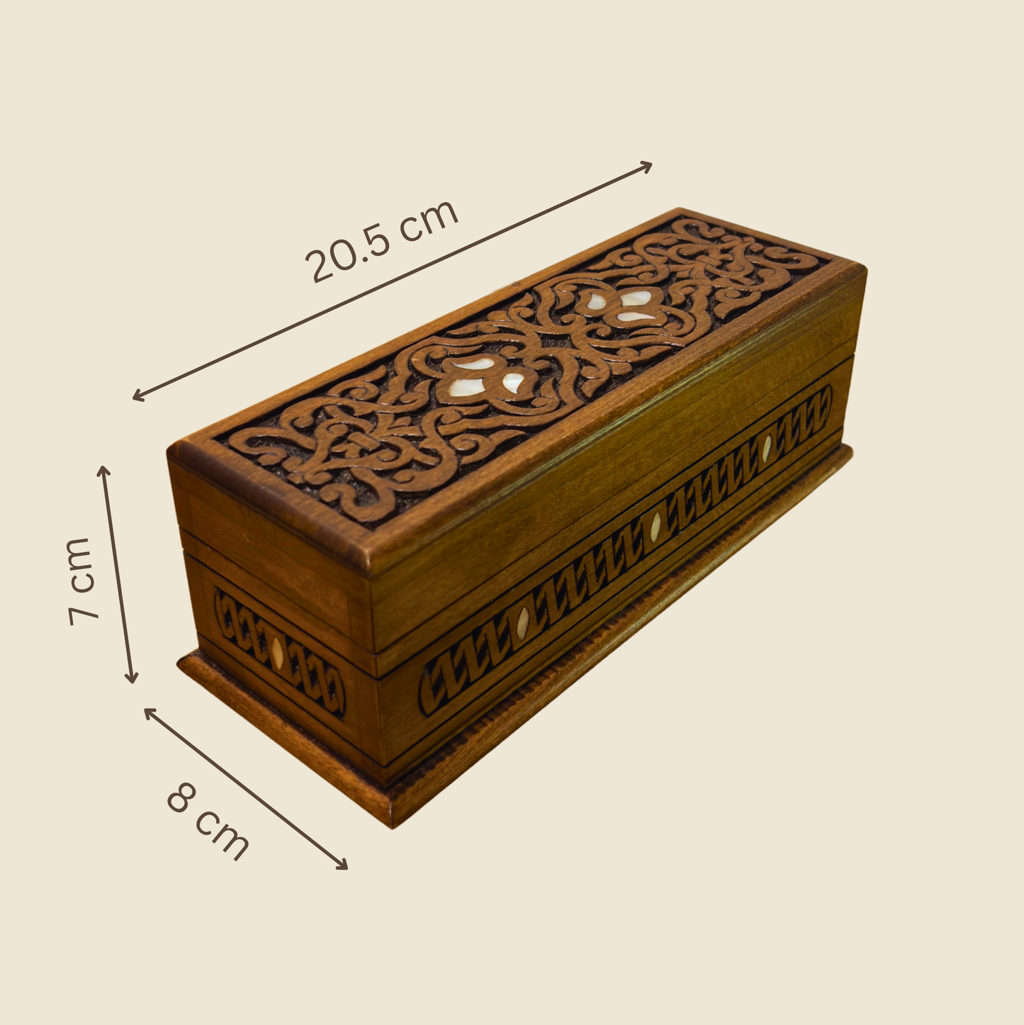 Caja Tallada a Mano de Lujo – Nácar y Elegancia en Terciopelo
