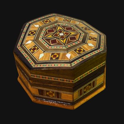 Handcrafted Mosaic Box – Traditional Damascus Art & Velvet Interior