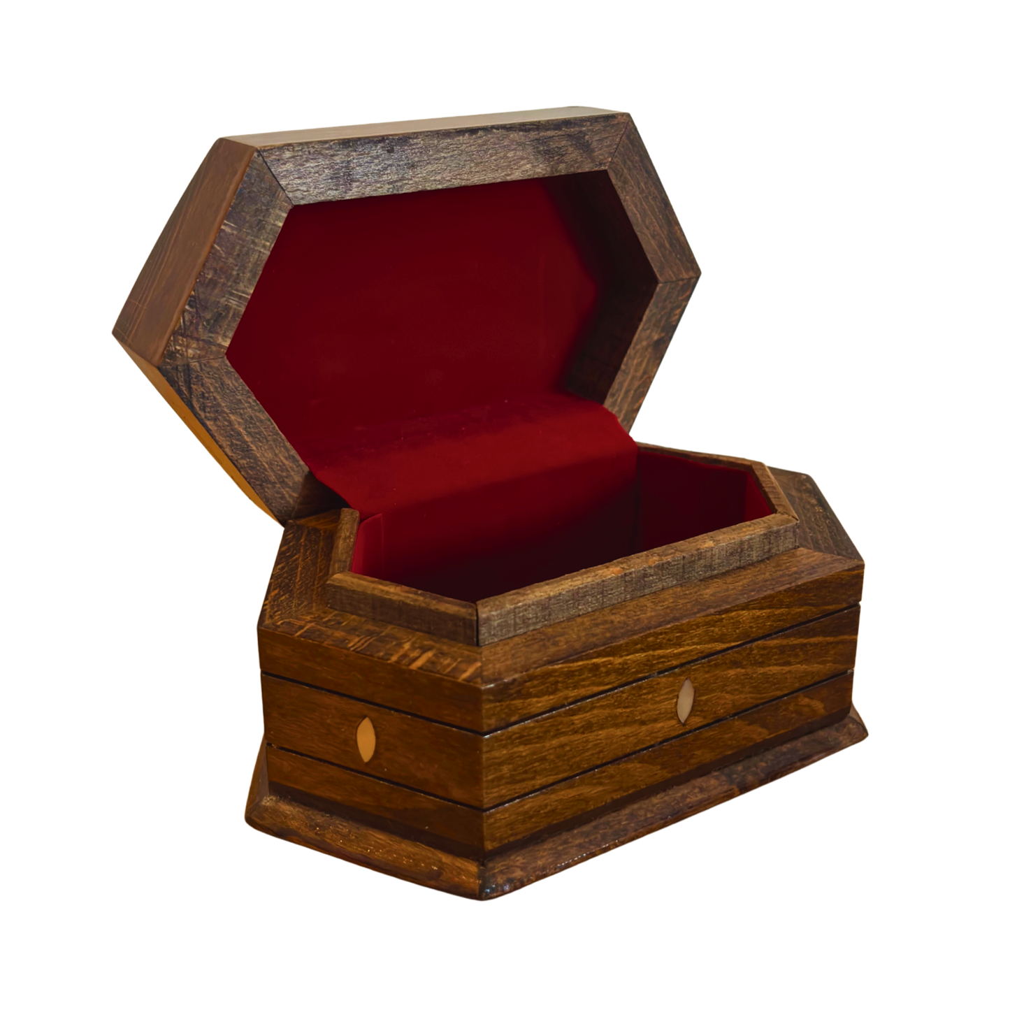 Ręcznie Rzeźbione Pudełko z Buku – Masa Perłowa i Aksamit, Ponadczasowy Wschodni Styl