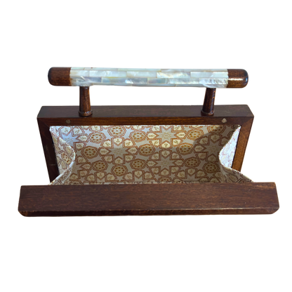 The Garden of Secrets – Handcrafted Damascene Walnut Clutch with Geometric & Botanical Mother of Pearl Inlay