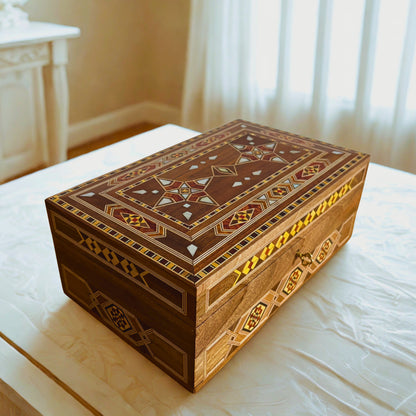Damascene Mosaic Jewelry Box with Lock – Handcrafted Masterpiece