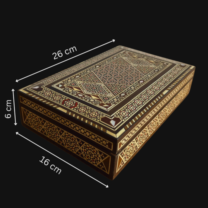 Damasceńska Szkatułka Vintage 1970 – Ręcznie Wykonany Skarb Drewniany