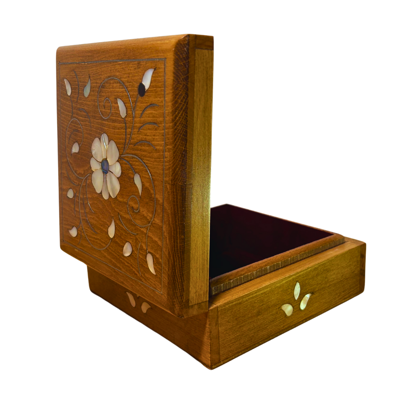 Handgefertigte Luxusbox aus Damaskus – Perlmutt & Samteleganz