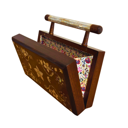 Sham – Luxury Damascene Clutch with Floral Mother of Pearl & Brocade Interior