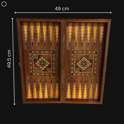 Handgefertigter Damaszener Schach- & Backgammon-Tisch von Gaby Al Dayeh – Klassisches Mosaikdesign