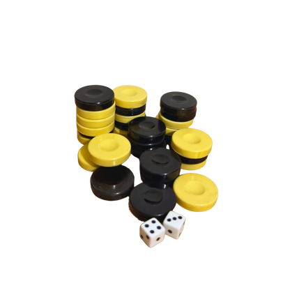 Original Backgammon Pieces Set – White & Black with Dice