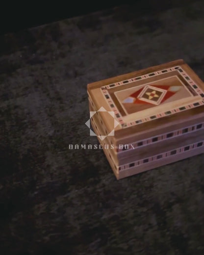 Handcrafted Mosaic Ring Box – Traditional Damascus Art & Velvet Interior